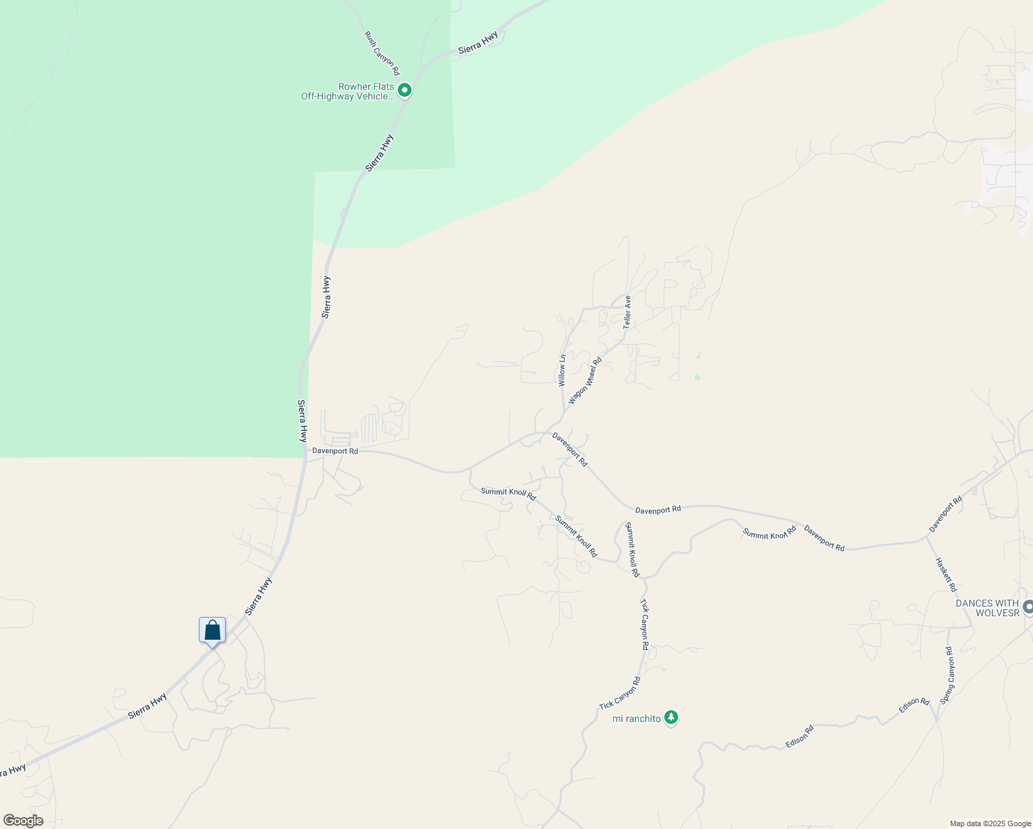 map of restaurants, bars, coffee shops, grocery stores, and more near 13657 Davenport Road in Agua Dulce