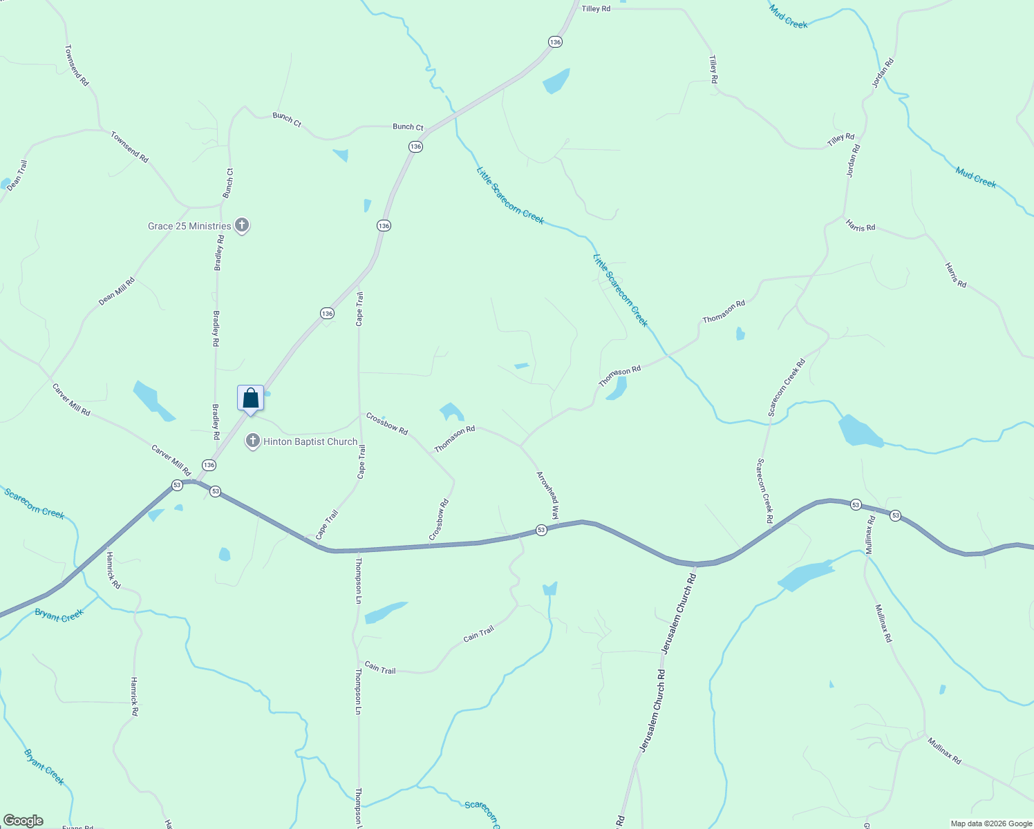 map of restaurants, bars, coffee shops, grocery stores, and more near 80 Thomason Farms Drive in Talking Rock