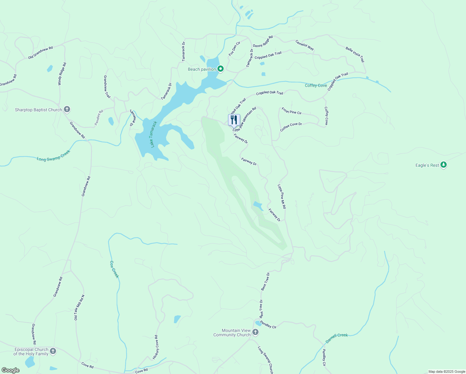 map of restaurants, bars, coffee shops, grocery stores, and more near 832 North Duffer Drive in Jasper