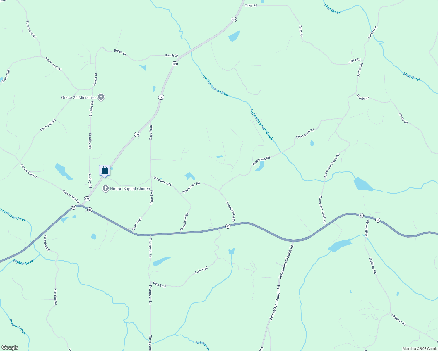 map of restaurants, bars, coffee shops, grocery stores, and more near 80 Thomason Farms Drive in Talking Rock