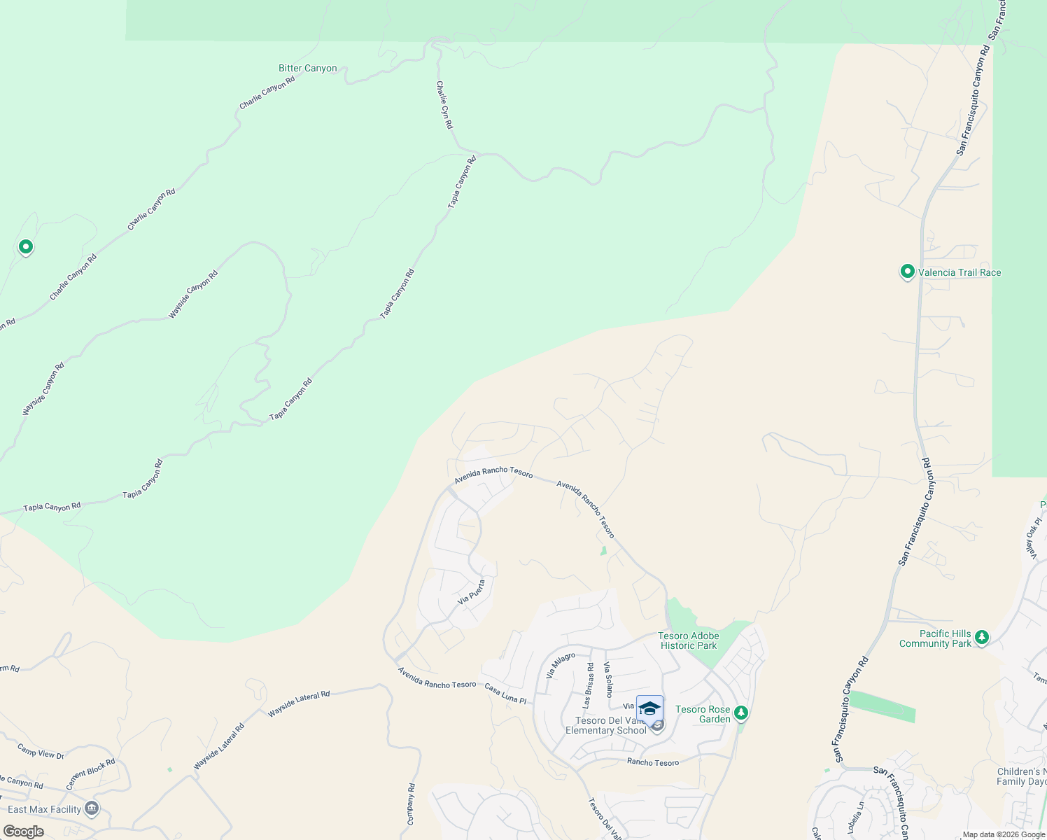 map of restaurants, bars, coffee shops, grocery stores, and more near 24349 Camino Oceano in Santa Clarita