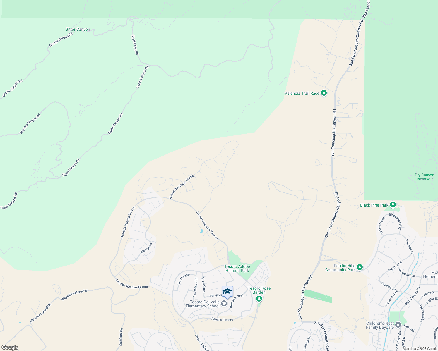 map of restaurants, bars, coffee shops, grocery stores, and more near 24157 West Corte Monarca in Los Angeles County