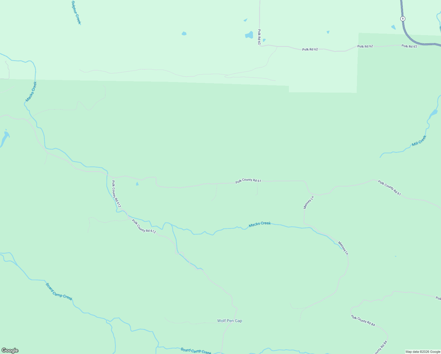 map of restaurants, bars, coffee shops, grocery stores, and more near 1261 Polk County Road 61 in Mena