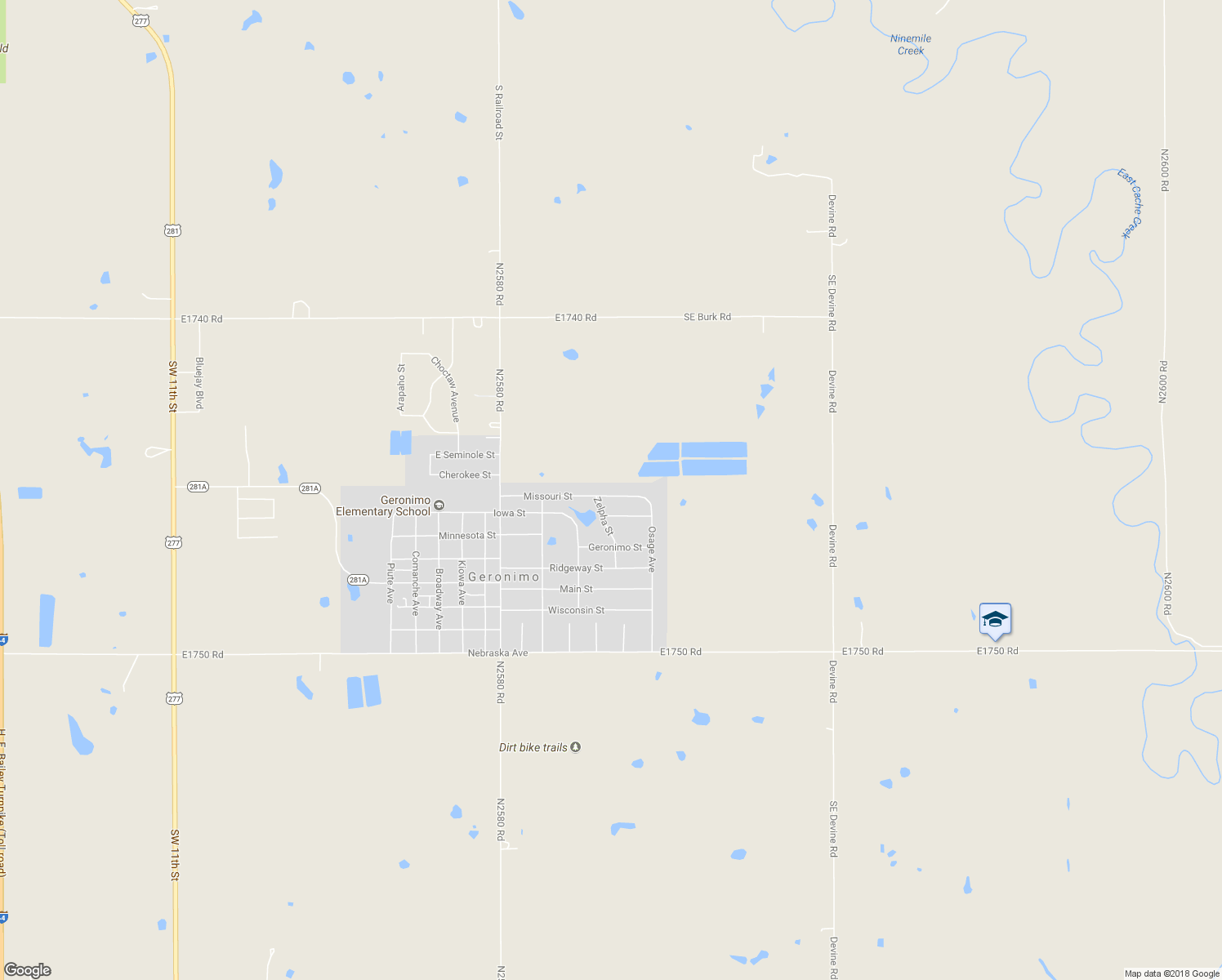 map of restaurants, bars, coffee shops, grocery stores, and more near 803 Missouri St in Geronimo