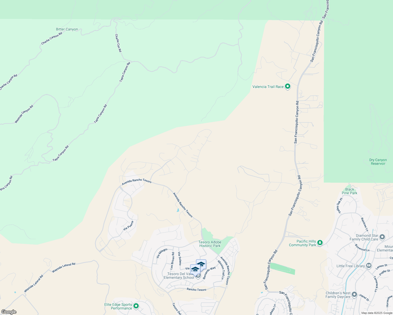 map of restaurants, bars, coffee shops, grocery stores, and more near 24152 West Corte Ala in Santa Clarita