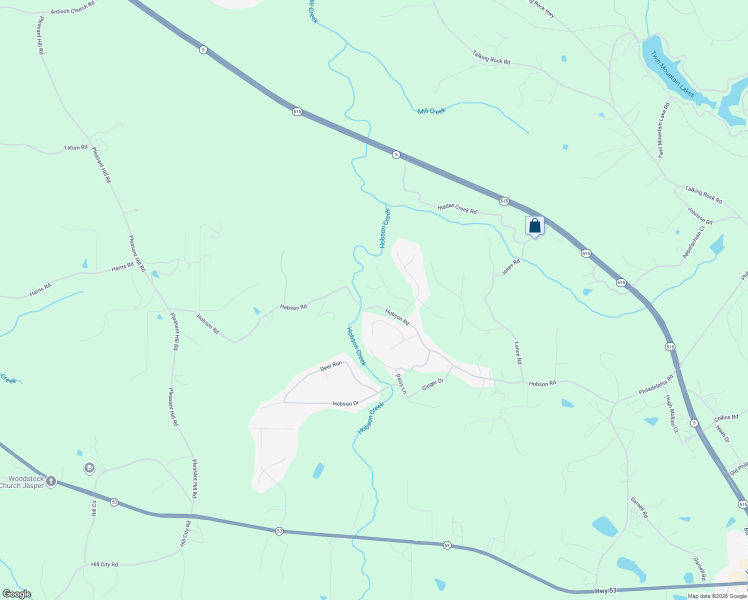 map of restaurants, bars, coffee shops, grocery stores, and more near 1316 Hobson Road in Jasper