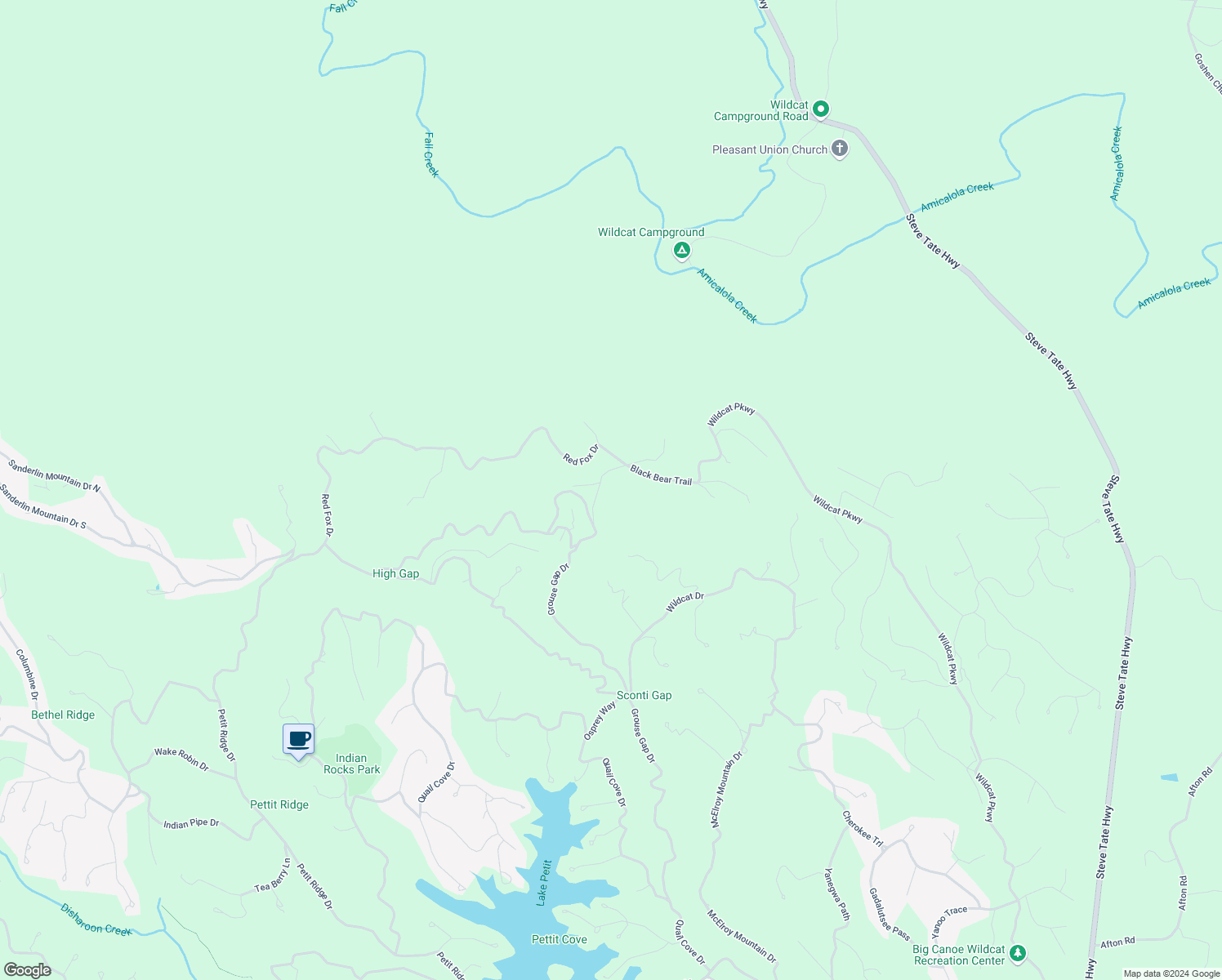 map of restaurants, bars, coffee shops, grocery stores, and more near 152 Black Bear Ridge in Dawsonville