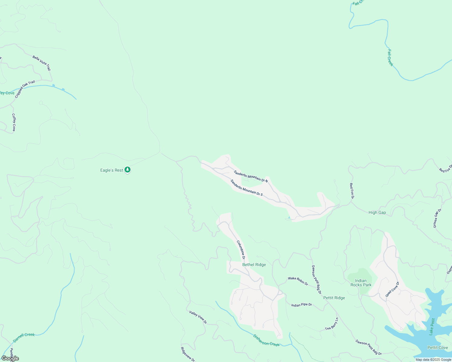 map of restaurants, bars, coffee shops, grocery stores, and more near 132 Sanderlin Mountain Drive South in Big Canoe