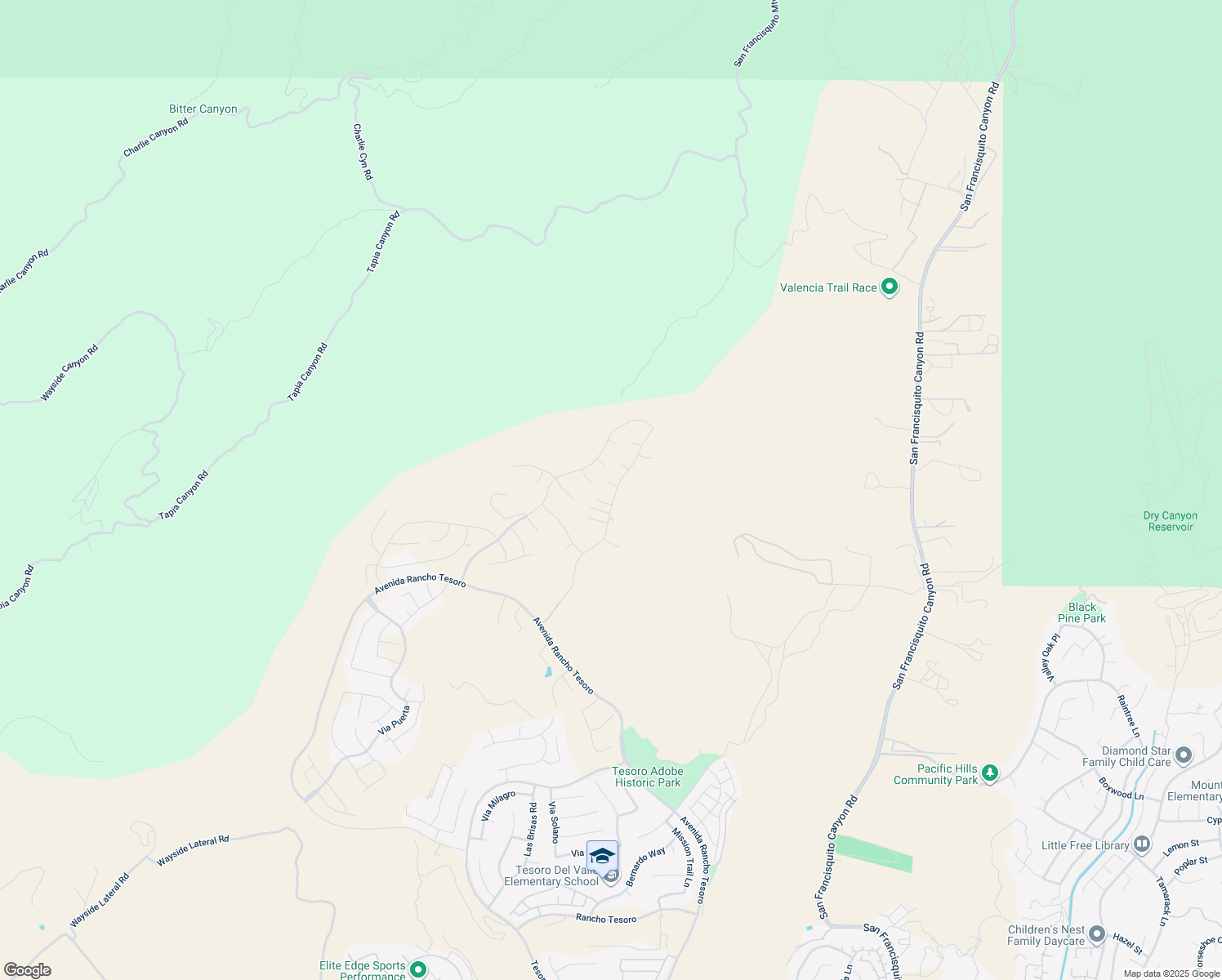 map of restaurants, bars, coffee shops, grocery stores, and more near 24156 West Corte la Lluvia in Los Angeles County