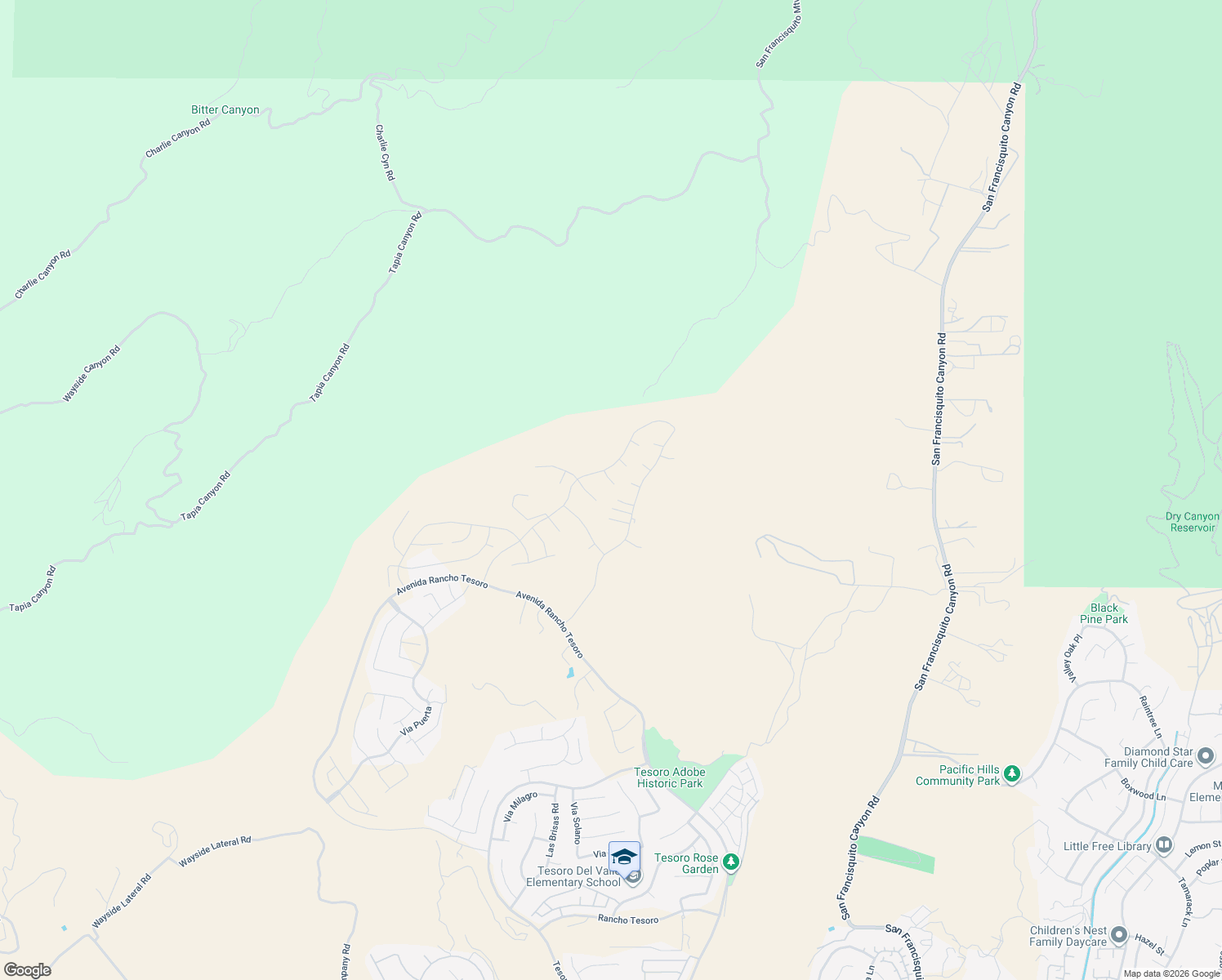 map of restaurants, bars, coffee shops, grocery stores, and more near 24202 North Corte Alegra in Santa Clarita