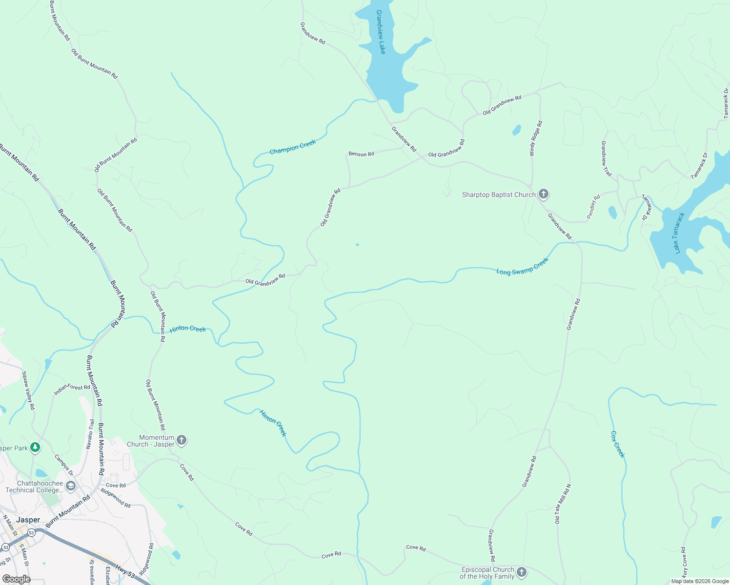 map of restaurants, bars, coffee shops, grocery stores, and more near 968 Wilderness Lane in Jasper