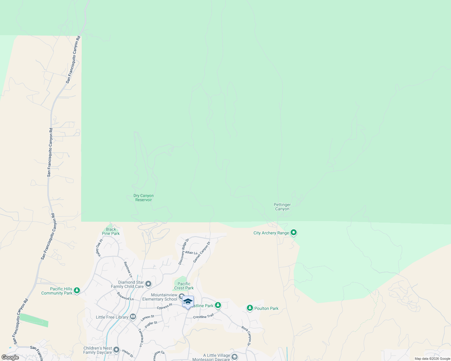 map of restaurants, bars, coffee shops, grocery stores, and more near City Highline Motorway Fire Road in Los Angeles County