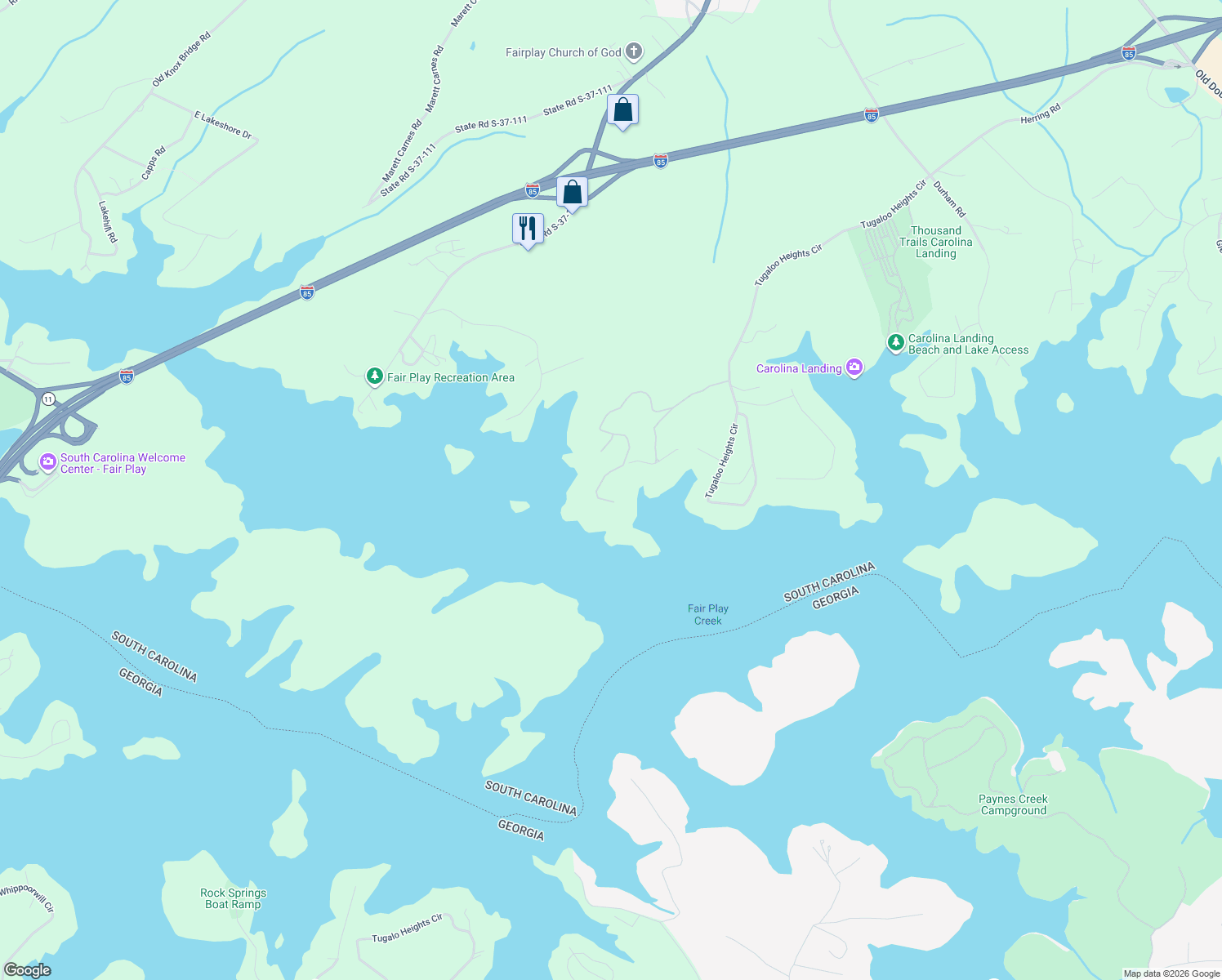 map of restaurants, bars, coffee shops, grocery stores, and more near 476 Overlook Drive in Fair Play