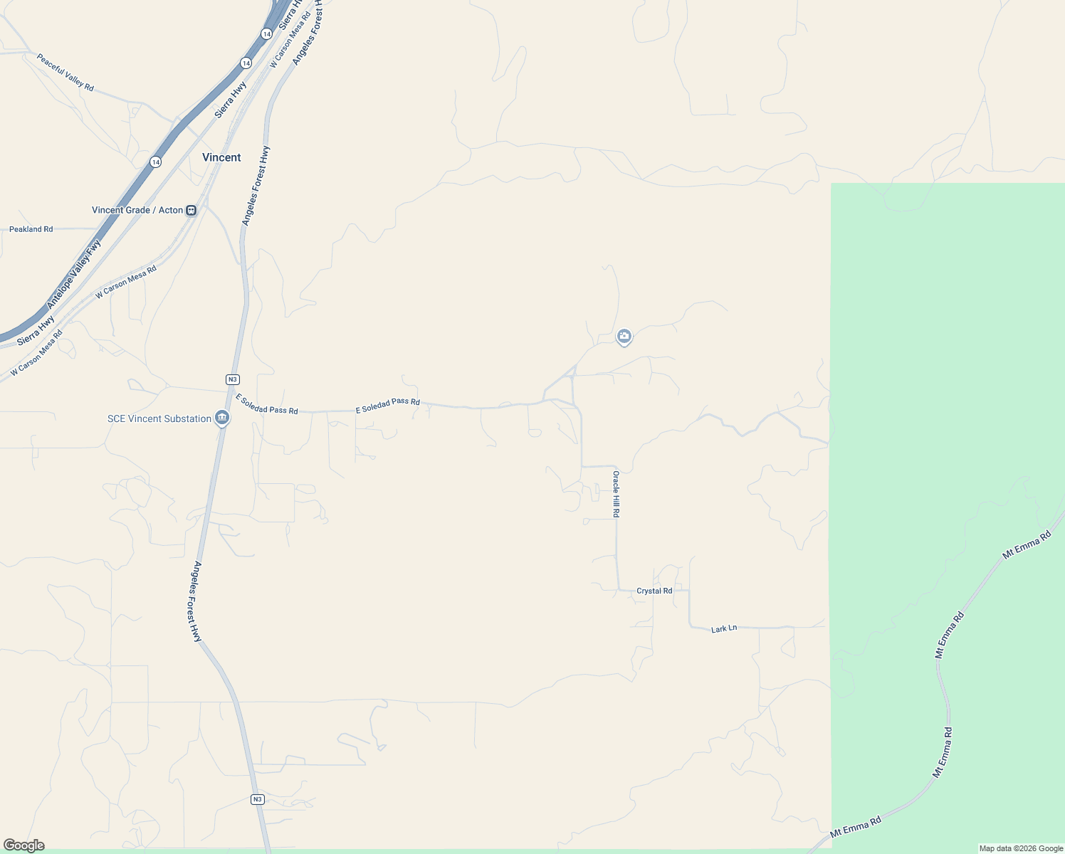 map of restaurants, bars, coffee shops, grocery stores, and more near Soledad Canyon Road in Acton