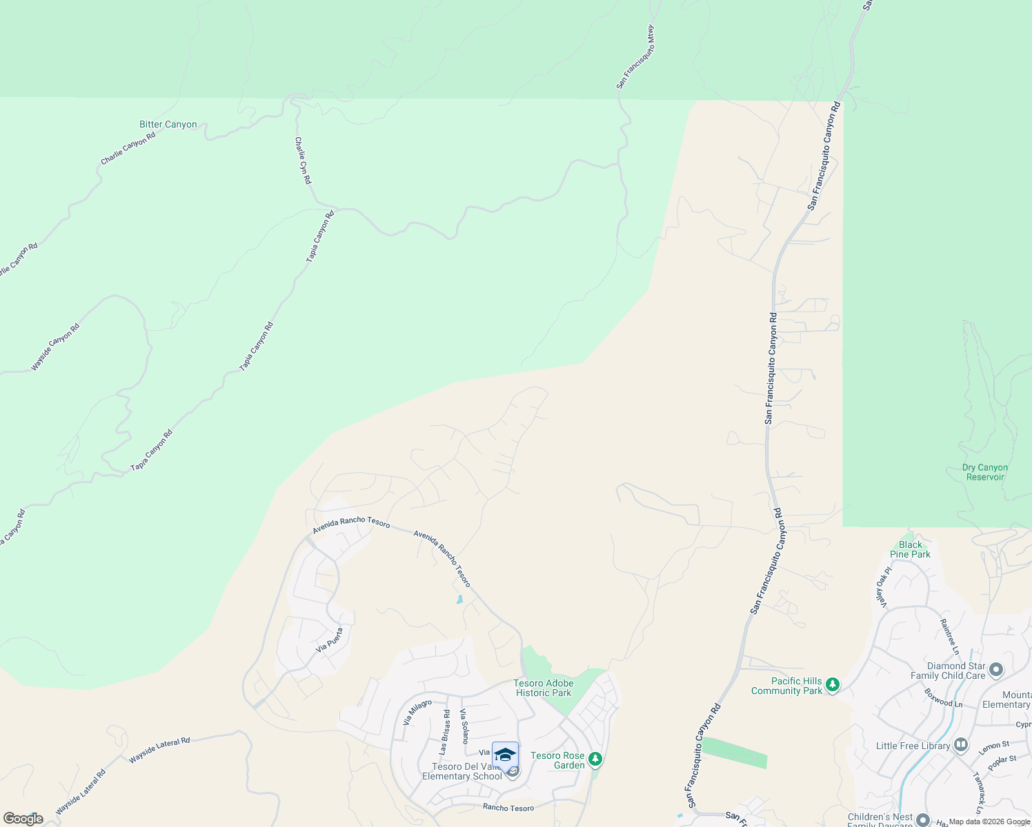 map of restaurants, bars, coffee shops, grocery stores, and more near 24150 West Corte Zafiro in Santa Clarita