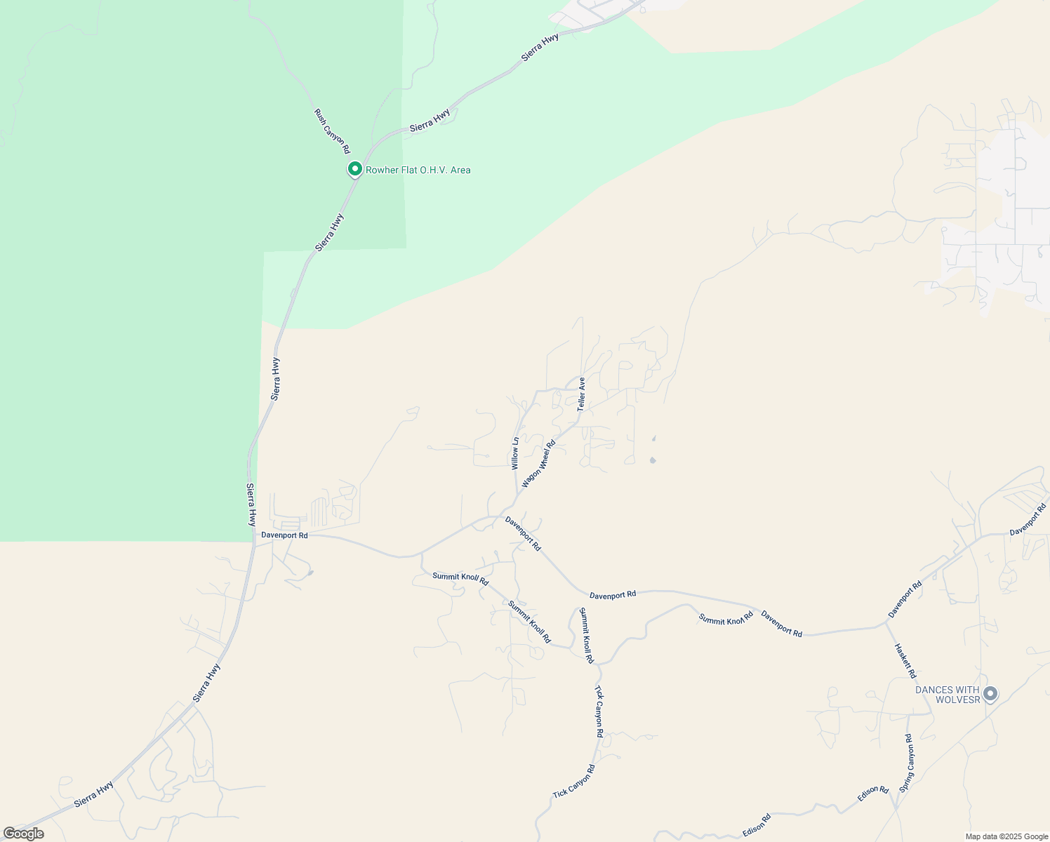 map of restaurants, bars, coffee shops, grocery stores, and more near 32580 Willow Lane in Agua Dulce