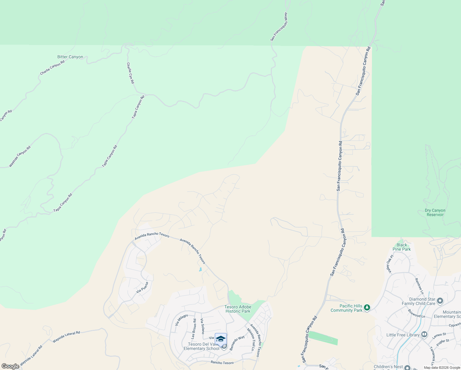 map of restaurants, bars, coffee shops, grocery stores, and more near 24108 West Corte Vigo in Santa Clarita