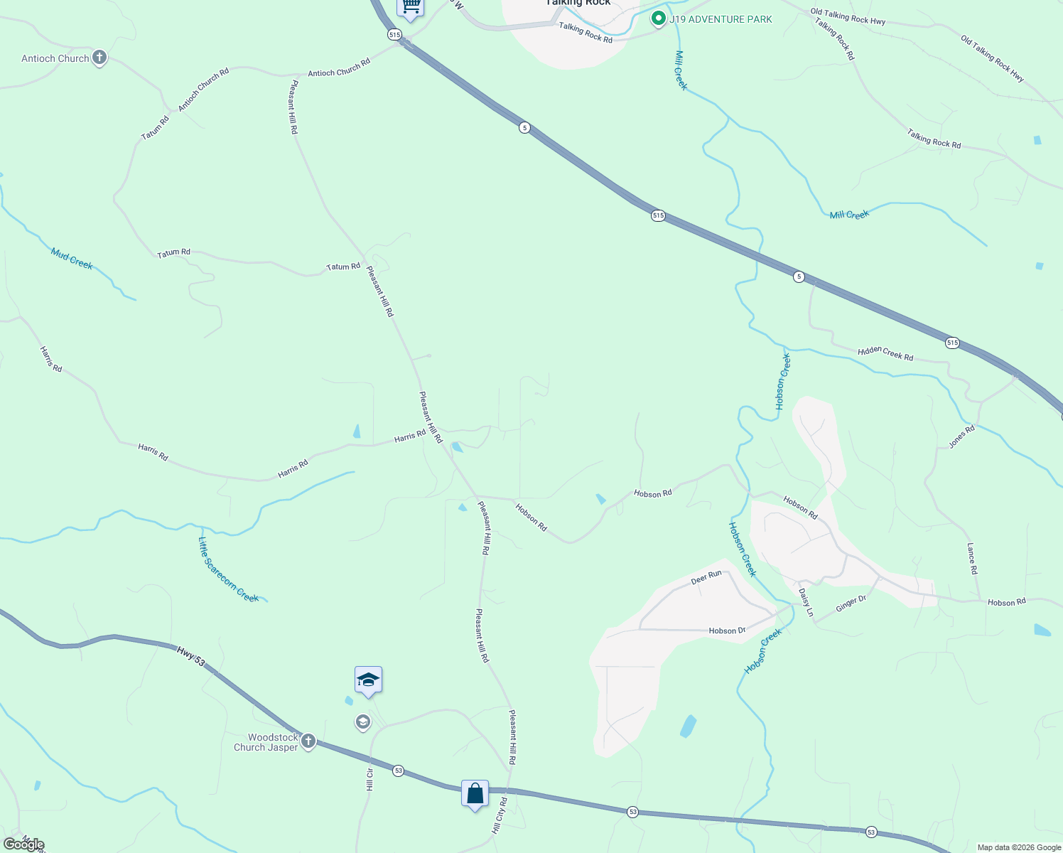 map of restaurants, bars, coffee shops, grocery stores, and more near 312 Sterling Road in Jasper