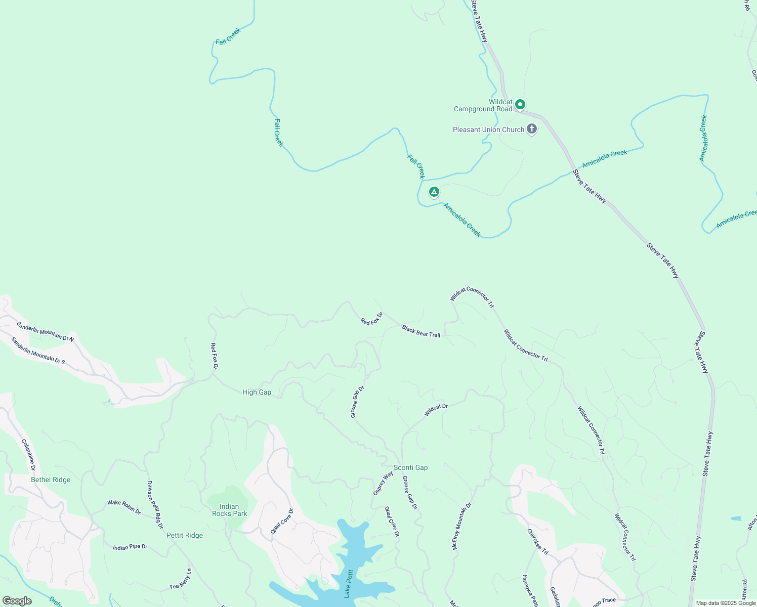 map of restaurants, bars, coffee shops, grocery stores, and more near Red Fox Court in Dawson County