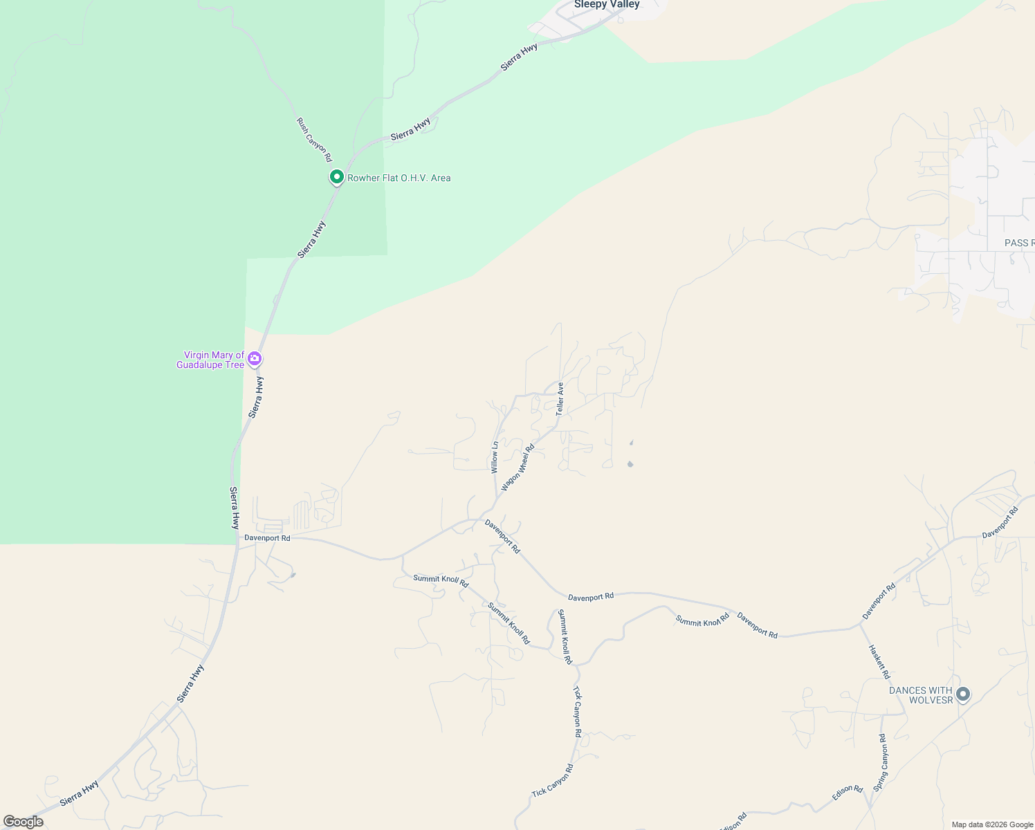 map of restaurants, bars, coffee shops, grocery stores, and more near 32600 Willow Lane in Agua Dulce