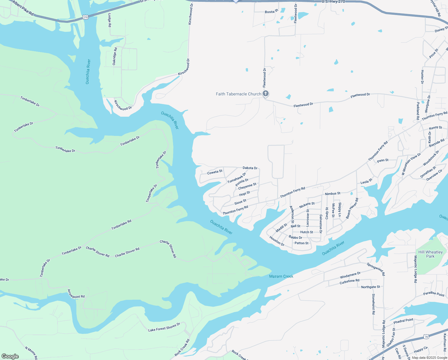 map of restaurants, bars, coffee shops, grocery stores, and more near 275 Arrowhead Drive in Hot Springs