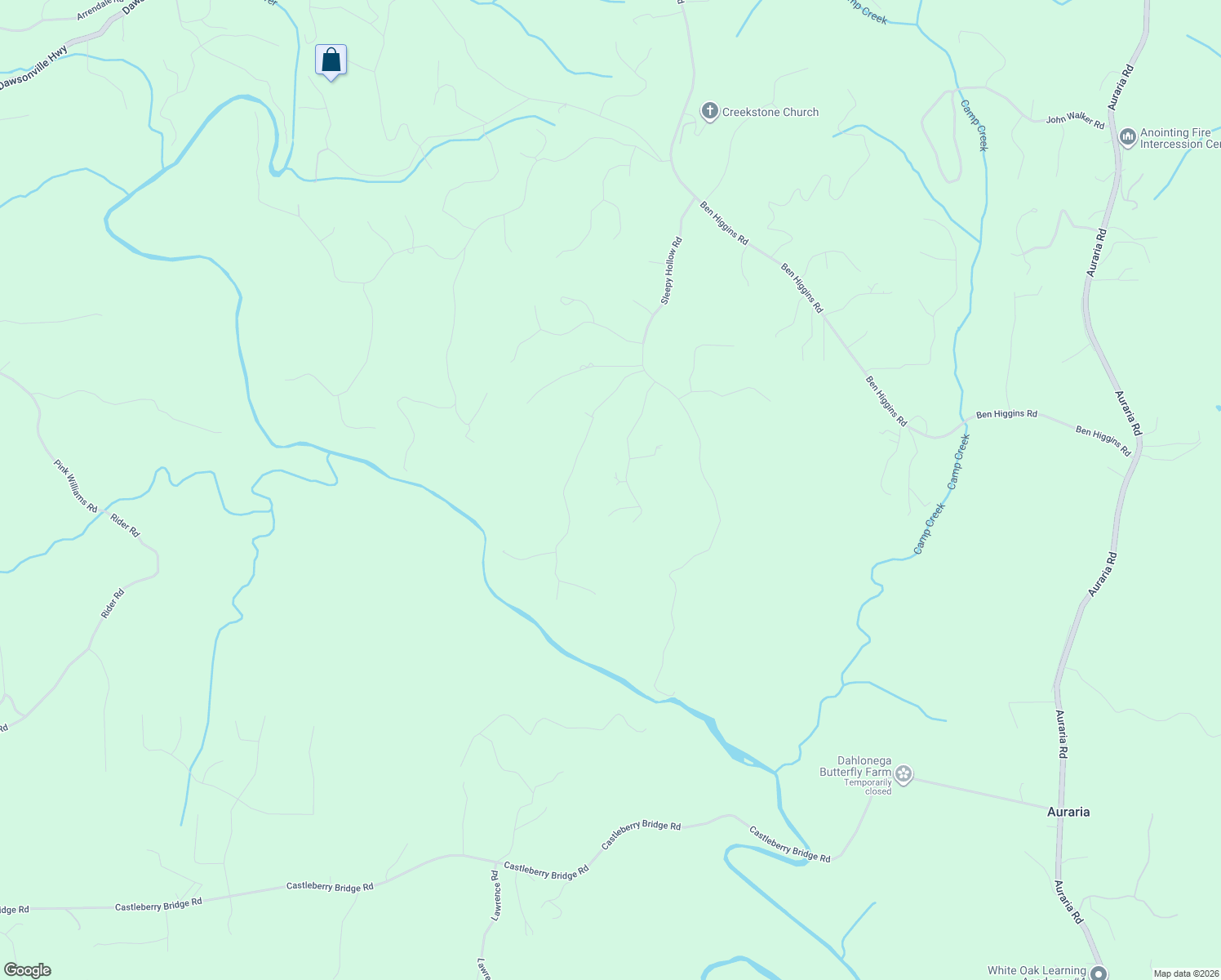 map of restaurants, bars, coffee shops, grocery stores, and more near 334 Silas Road in Dahlonega