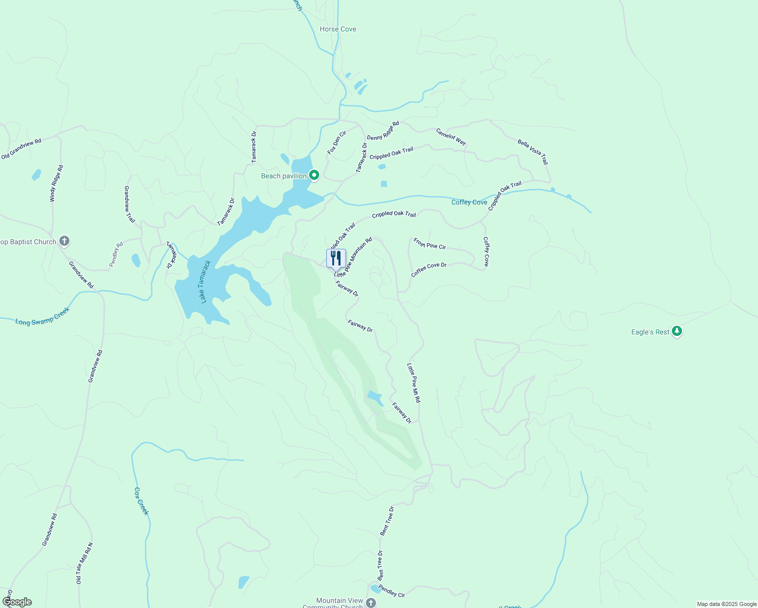 map of restaurants, bars, coffee shops, grocery stores, and more near 296 Fairview Court in Jasper
