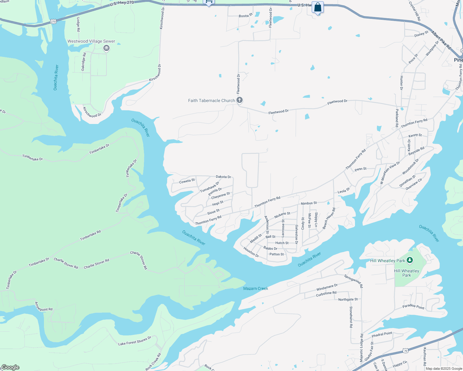 map of restaurants, bars, coffee shops, grocery stores, and more near 212 Dakota Drive in Hot Springs