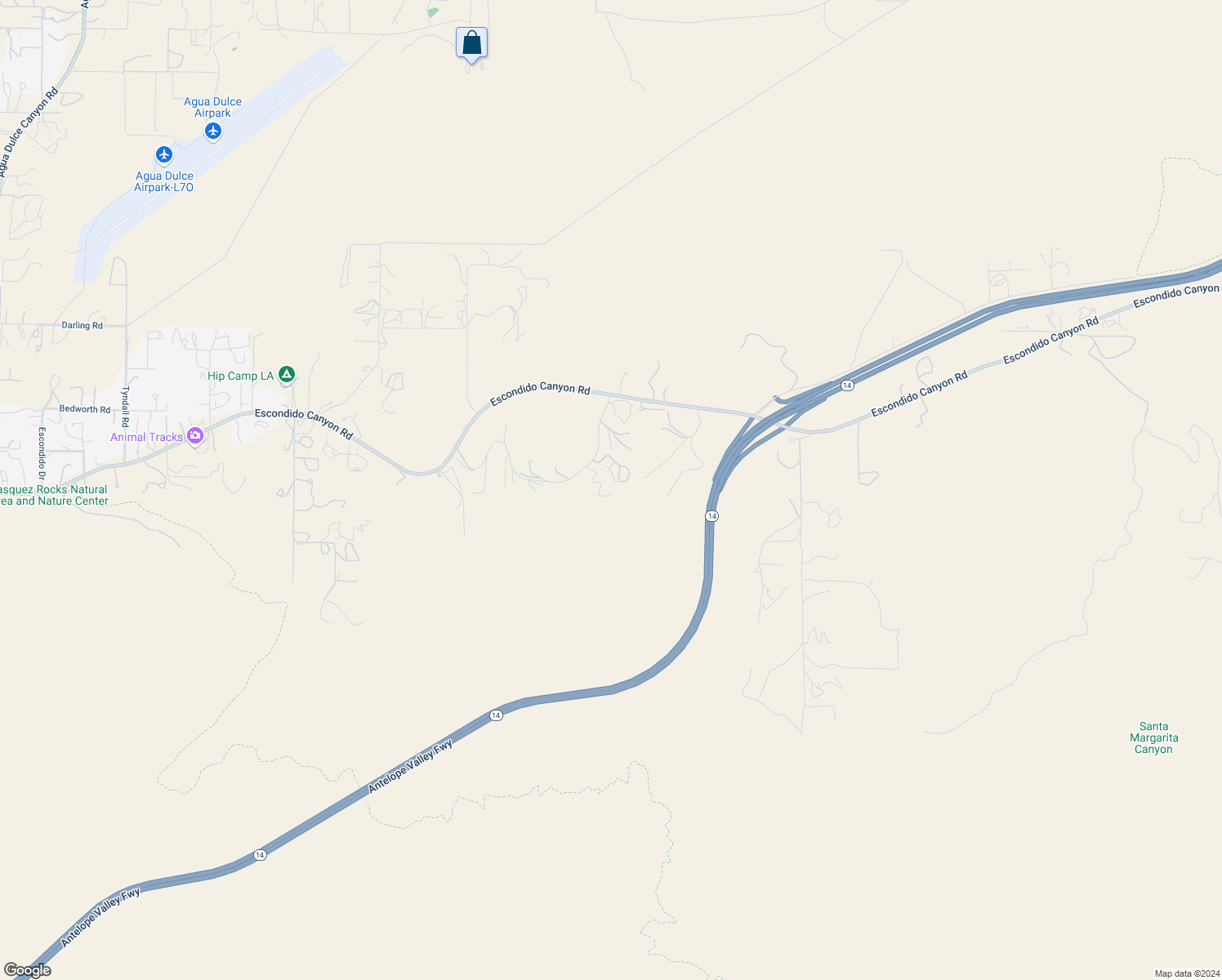 map of restaurants, bars, coffee shops, grocery stores, and more near 9162 Old Stage Road in Agua Dulce