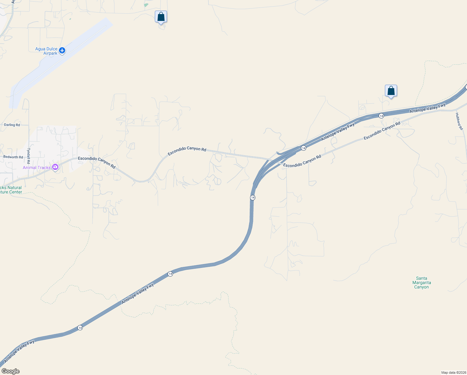 map of restaurants, bars, coffee shops, grocery stores, and more near 8666 Escondido Canyon Road in Agua Dulce