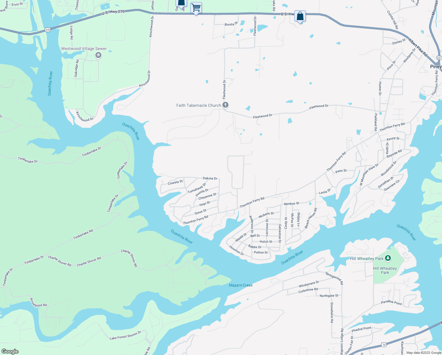 map of restaurants, bars, coffee shops, grocery stores, and more near 212 Dakota Drive in Hot Springs