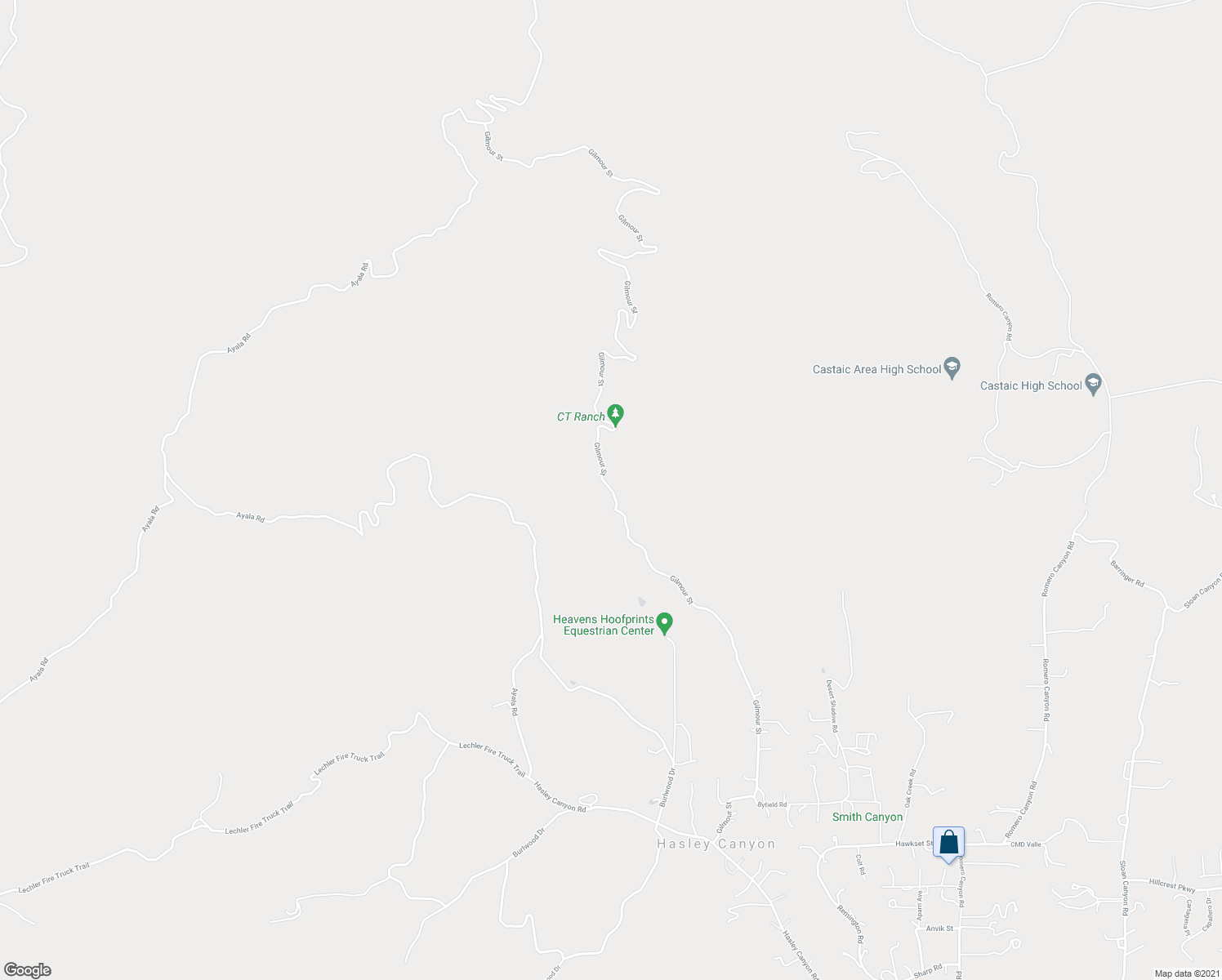 map of restaurants, bars, coffee shops, grocery stores, and more near Gilmour Street in Los Angeles County