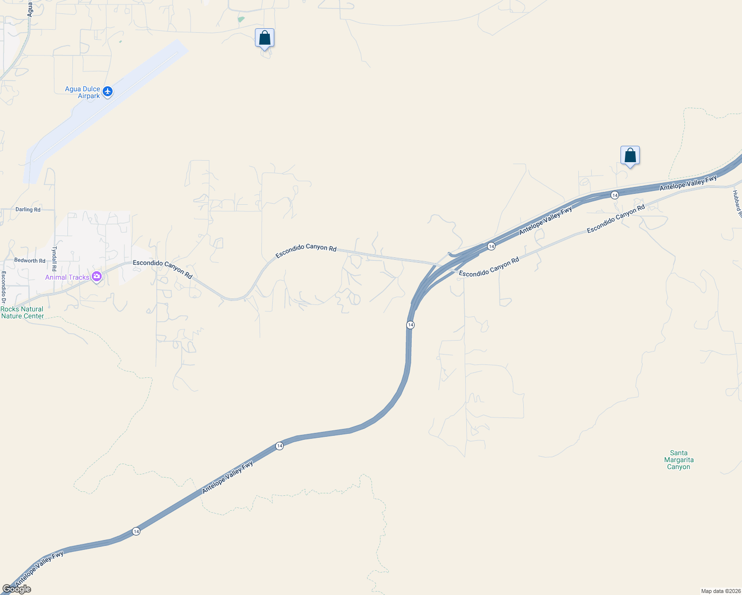 map of restaurants, bars, coffee shops, grocery stores, and more near 8666 Escondido Canyon Road in Agua Dulce