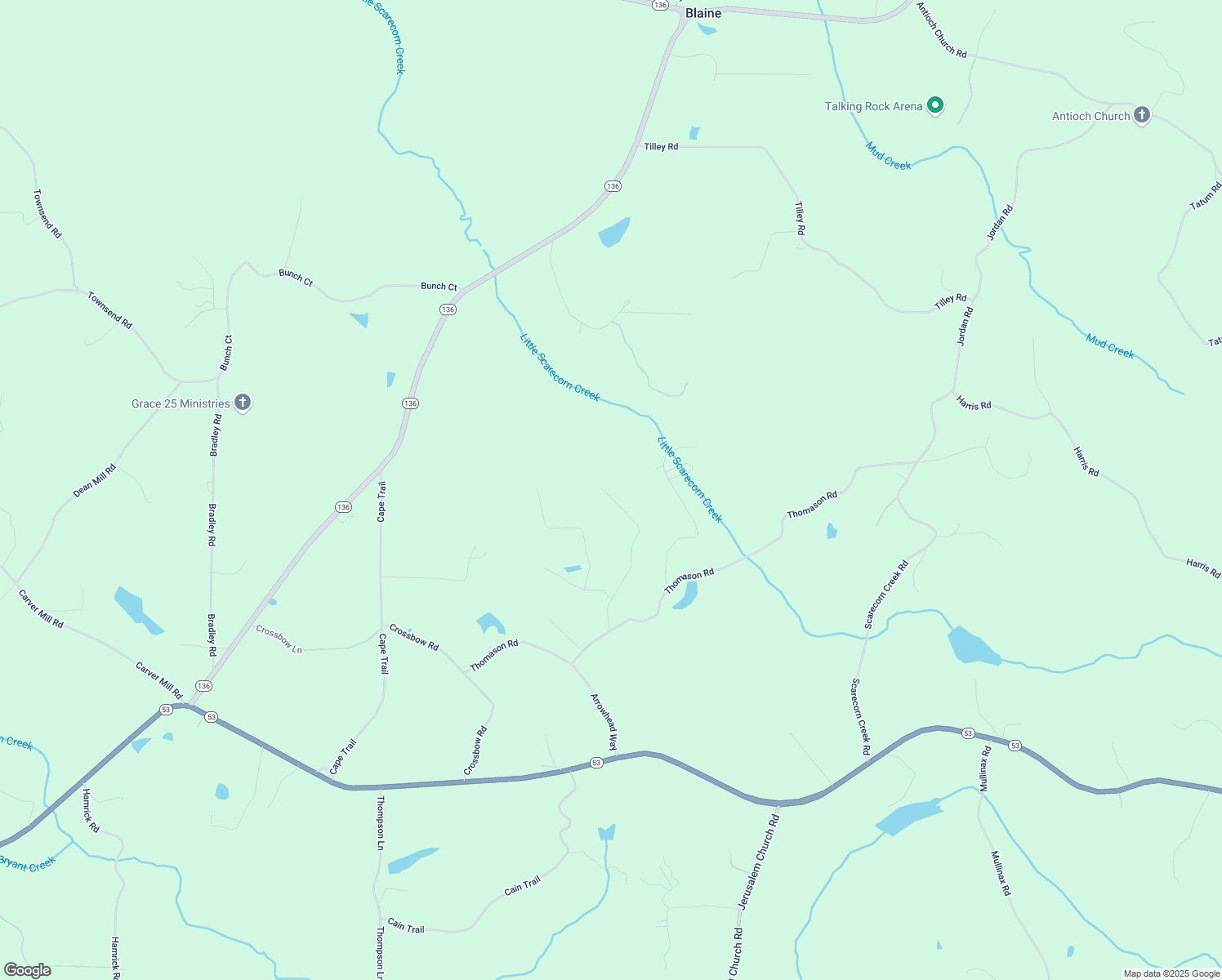 map of restaurants, bars, coffee shops, grocery stores, and more near 418 Chuck Road in Talking Rock
