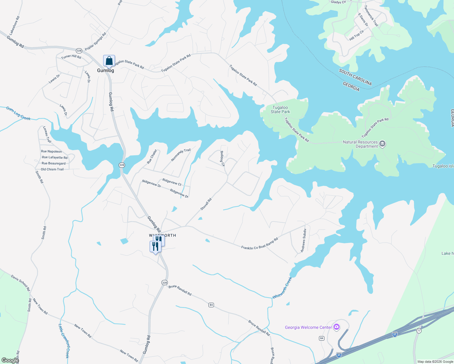 map of restaurants, bars, coffee shops, grocery stores, and more near 436 Brittany Cove in Lavonia