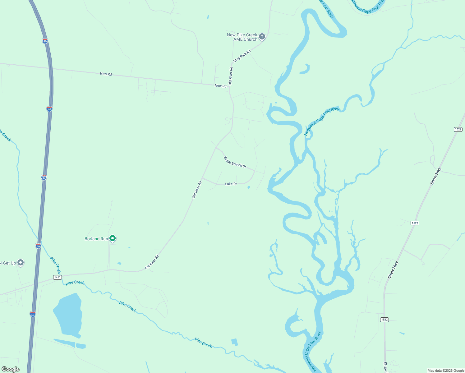 map of restaurants, bars, coffee shops, grocery stores, and more near 252 Lake Drive in Burgaw