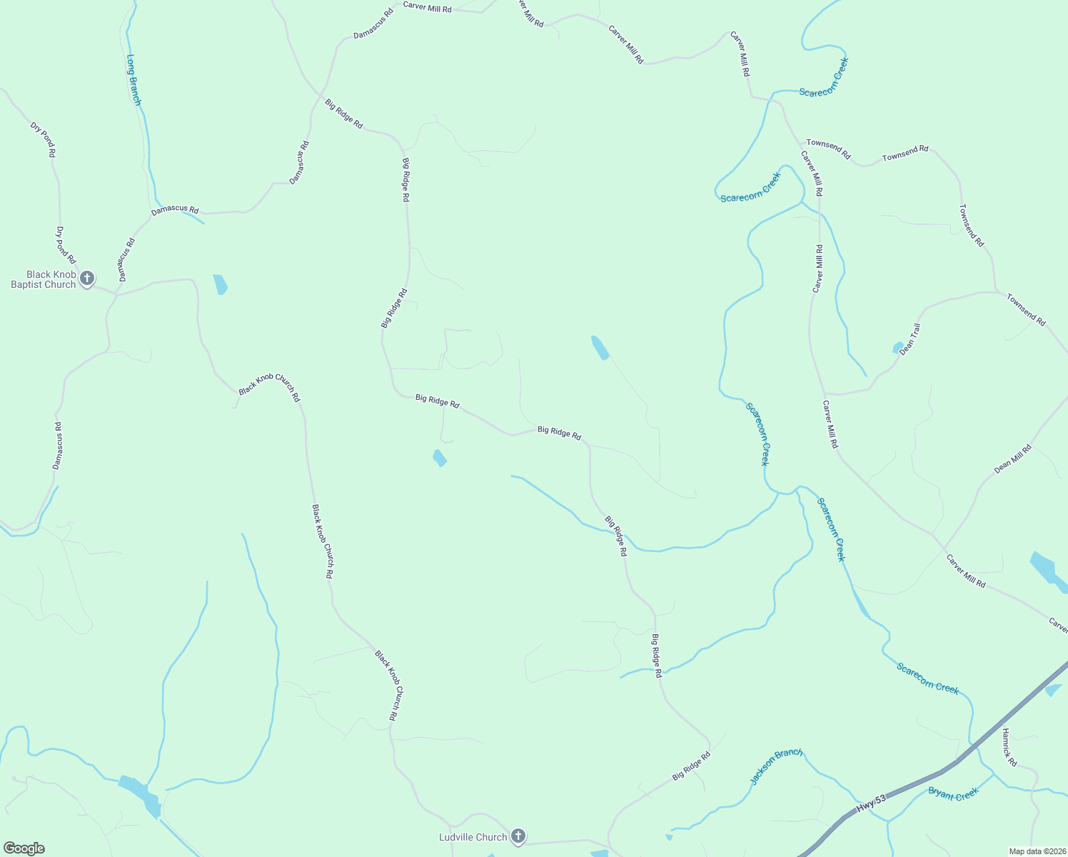 map of restaurants, bars, coffee shops, grocery stores, and more near 2136 Big Ridge Road in Talking Rock