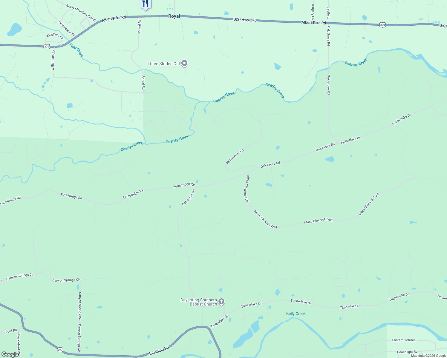 map of restaurants, bars, coffee shops, grocery stores, and more near 880-998 Oakgrove Rd in Royal