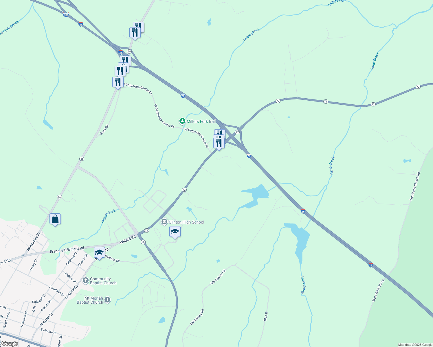 map of restaurants, bars, coffee shops, grocery stores, and more near 141 Post Road in Clinton