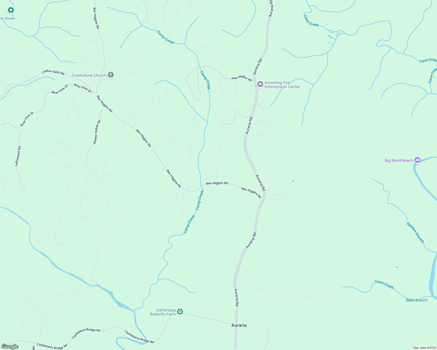 map of restaurants, bars, coffee shops, grocery stores, and more near 58 Estate Drive in Dahlonega