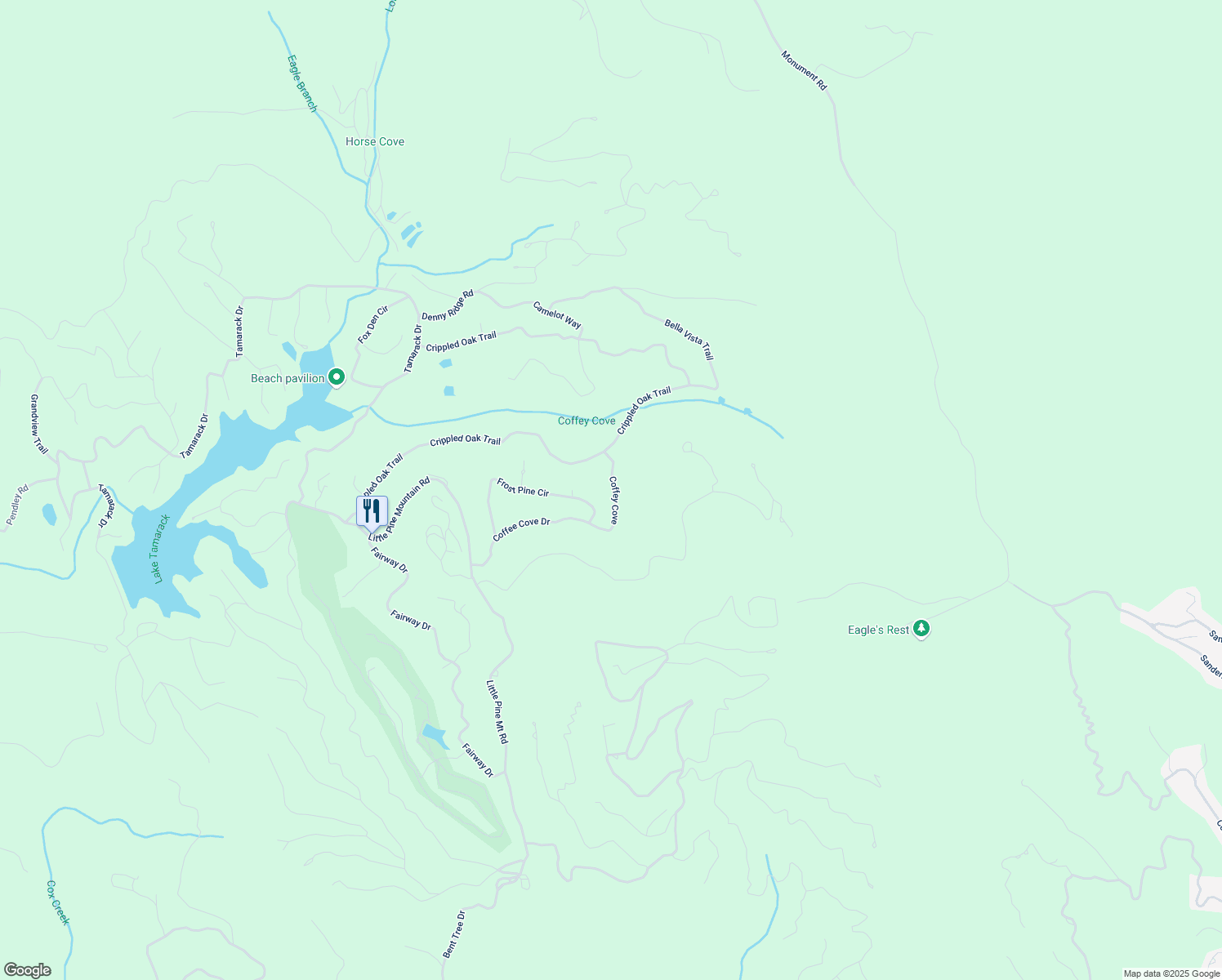 map of restaurants, bars, coffee shops, grocery stores, and more near 569 Coffee Cove Drive in Jasper