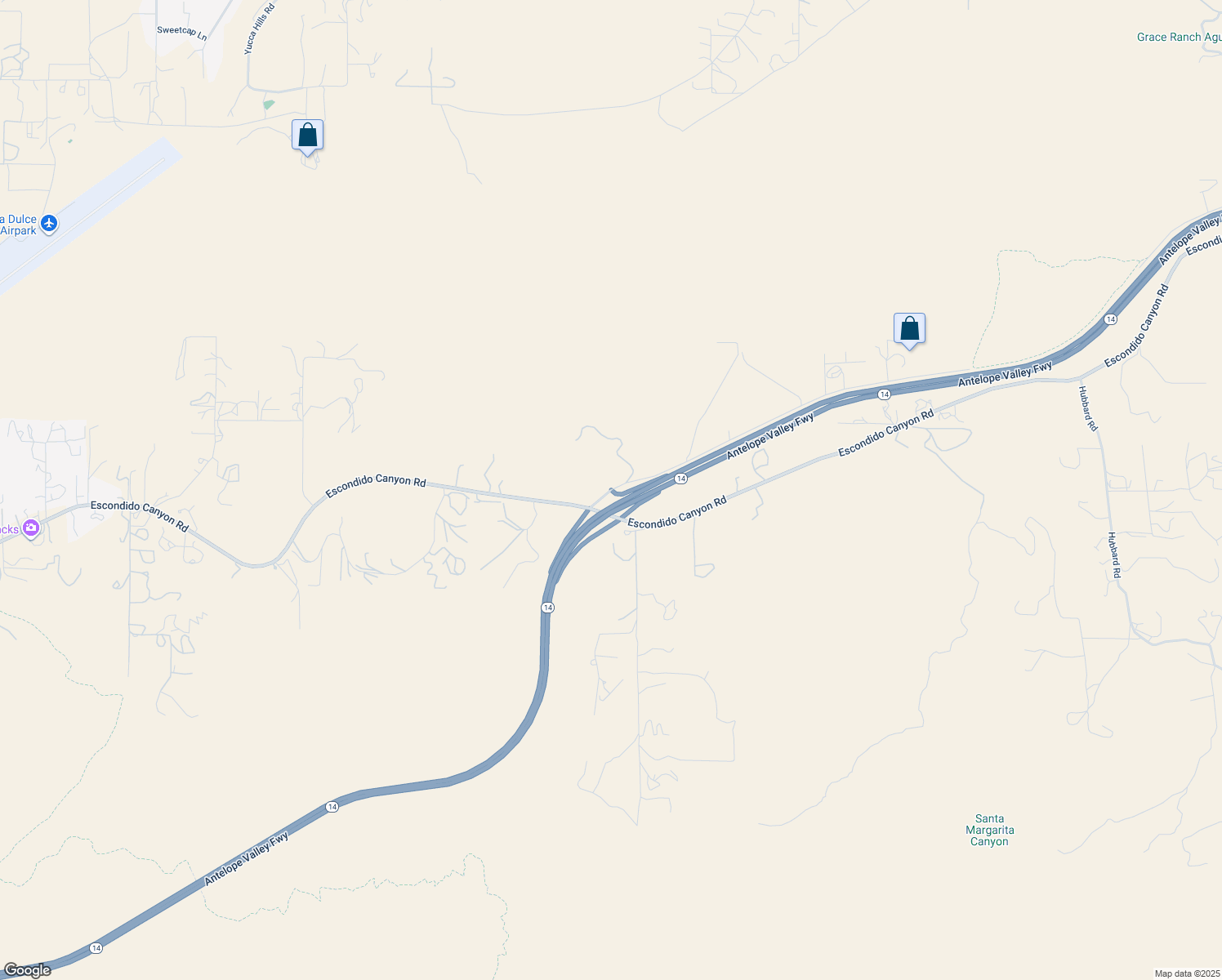map of restaurants, bars, coffee shops, grocery stores, and more near 7600 Valley Sage Road in Santa Clarita