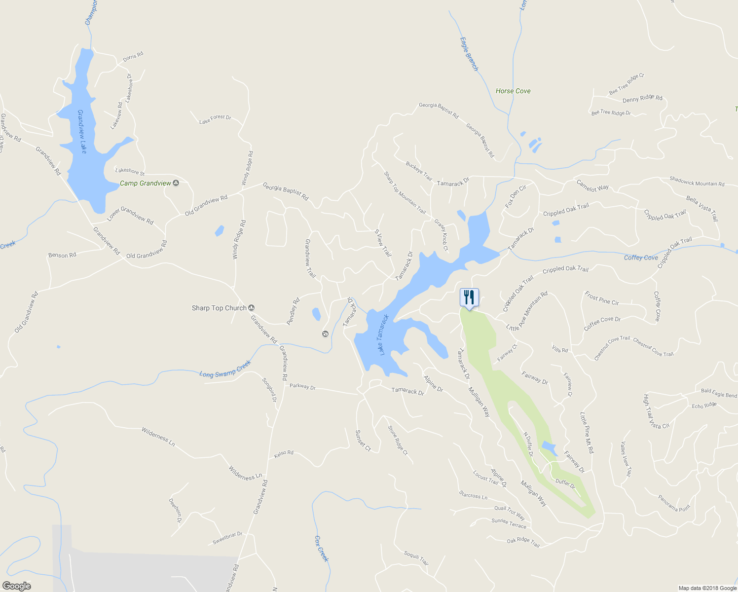 map of restaurants, bars, coffee shops, grocery stores, and more near 149 Long Swamp Drive in Big Canoe
