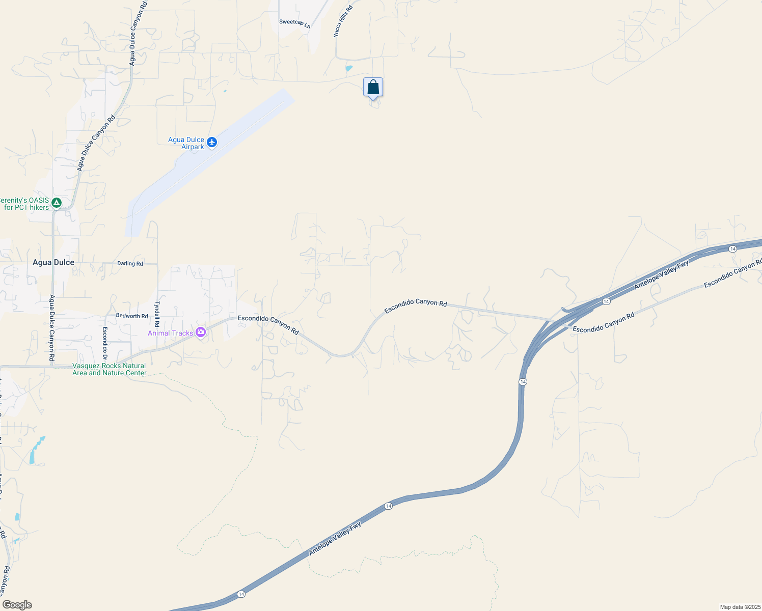 map of restaurants, bars, coffee shops, grocery stores, and more near 9333 Escondido Canyon Road in Agua Dulce