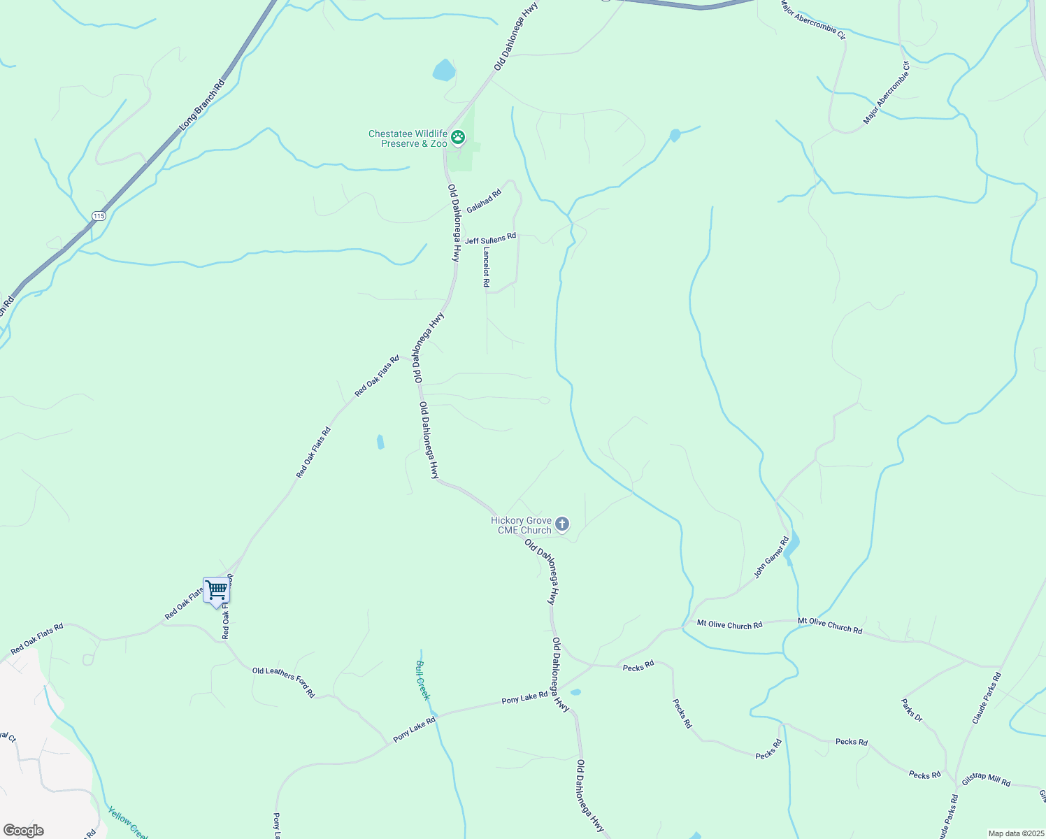 map of restaurants, bars, coffee shops, grocery stores, and more near 451 Sunrise Trail in Dahlonega