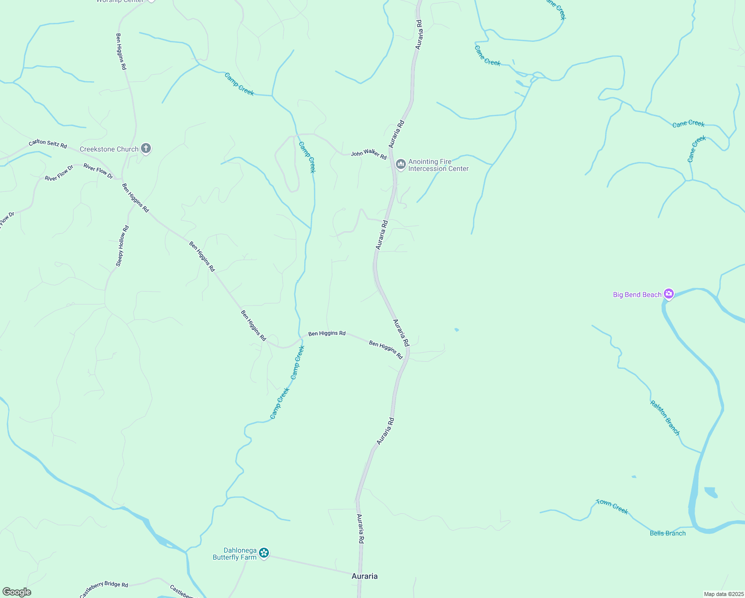 map of restaurants, bars, coffee shops, grocery stores, and more near 170 Camp Drive in Dahlonega