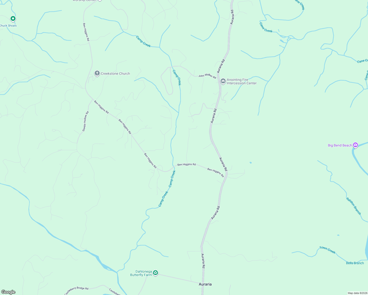 map of restaurants, bars, coffee shops, grocery stores, and more near 318 Bearslide Hollow in Dahlonega