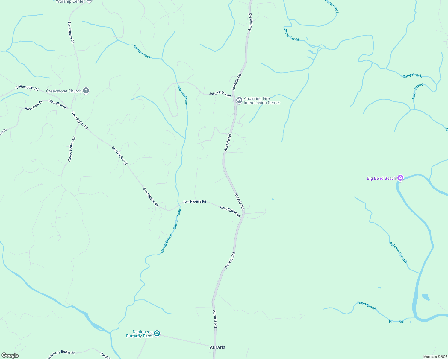 map of restaurants, bars, coffee shops, grocery stores, and more near 170 Camp Drive in Dahlonega