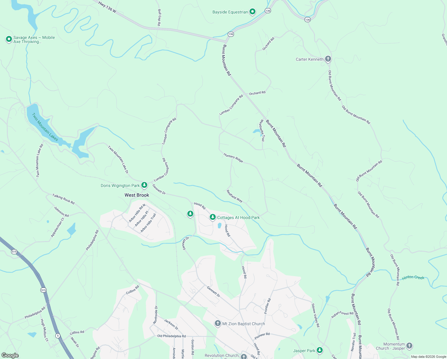 map of restaurants, bars, coffee shops, grocery stores, and more near 190 Redfield Way in Big Canoe