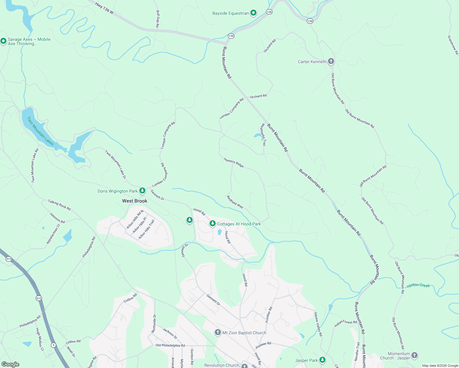 map of restaurants, bars, coffee shops, grocery stores, and more near 190 Redfield Way in Big Canoe